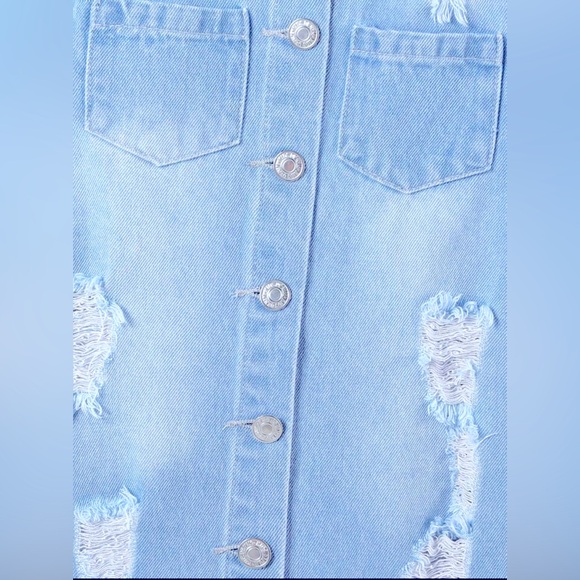 BNIB GIRLS DISTRESSED LONG DENIM JACKET 6 Y - Picture 5 of 16